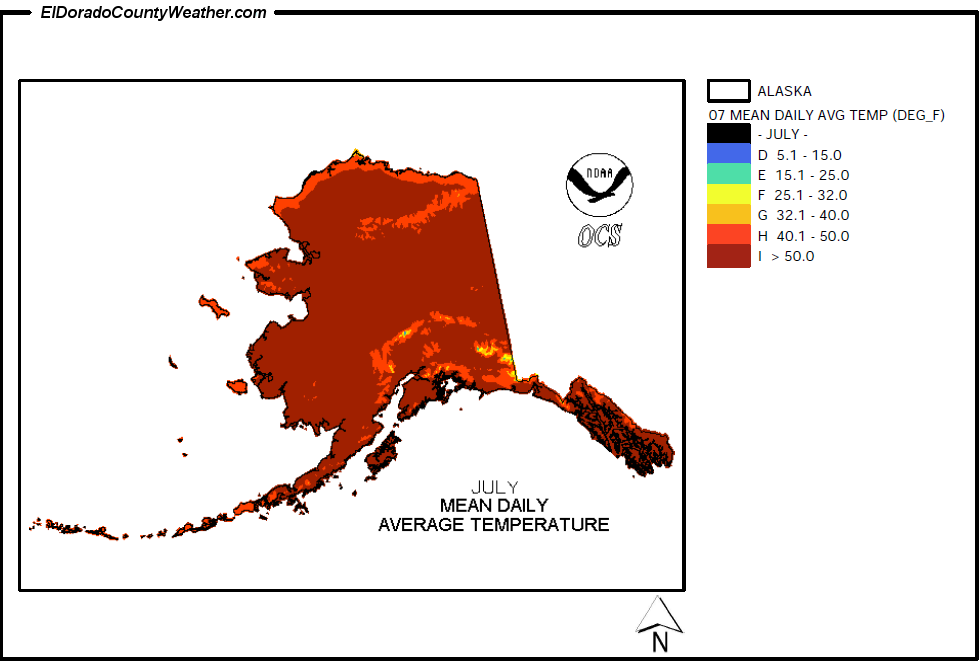 Alaska July Annual Mean Daily Average Temperature